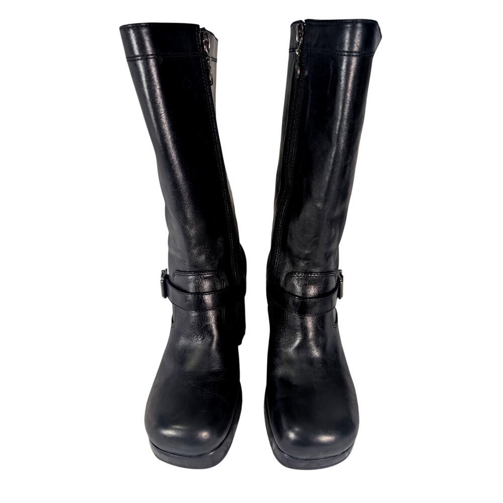 HARLEY DAVIDSON! BLACK GENUINE LEATHER, SQUARE-ISH TOE, CHUNKY HEEL BOOTS! 7.5M - Picture 2 of 14